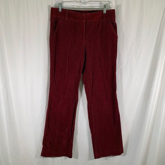 J. Crew Corduroy Pants Women's 8 Red Favorite Fit Mid Rise Cotton Blend - Picture 1 of 9